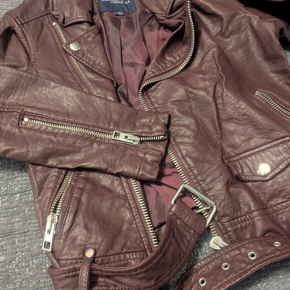 American Eagle, Burgundy Leather jacket - Picture 2 of 3